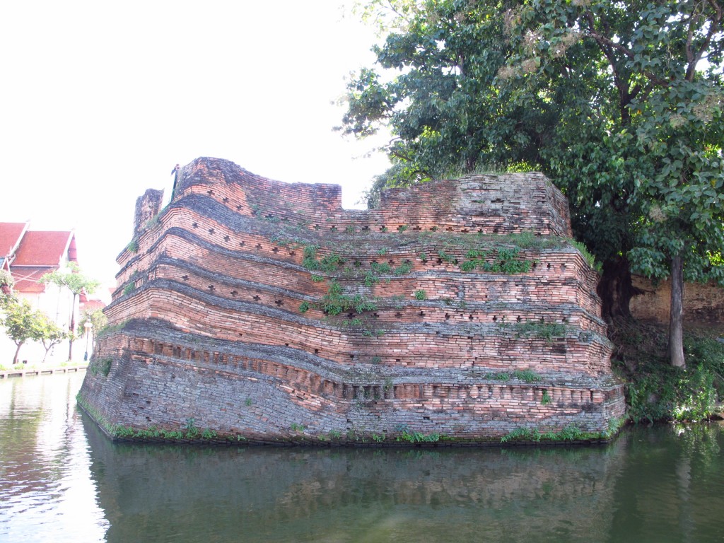 fragment of city wall and moat in Chiang Mai